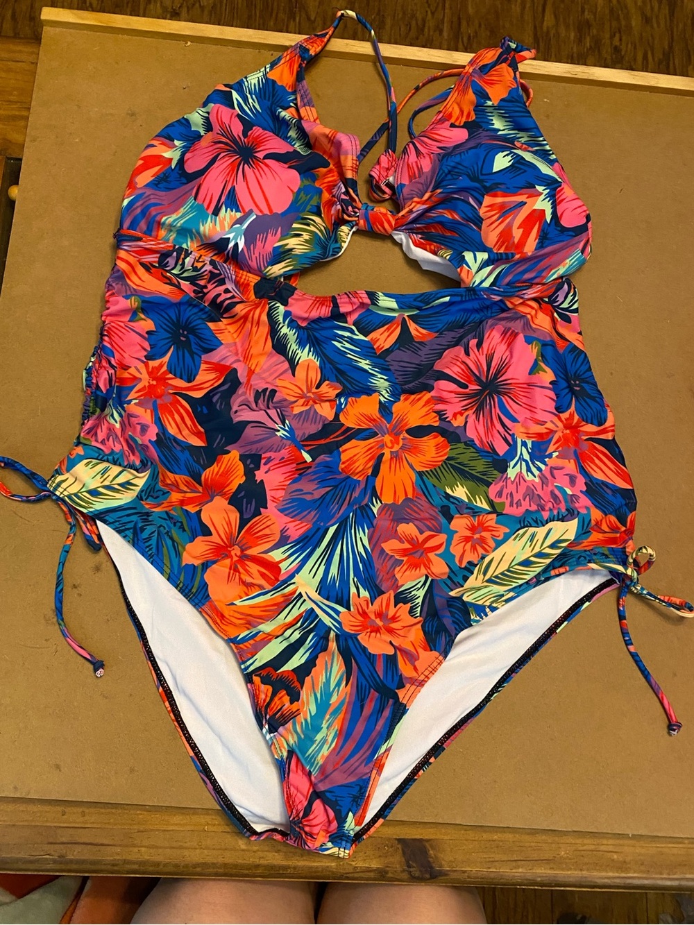 Womens Tropical Floral One-Piece Swimsuit - Bright Multicolor
